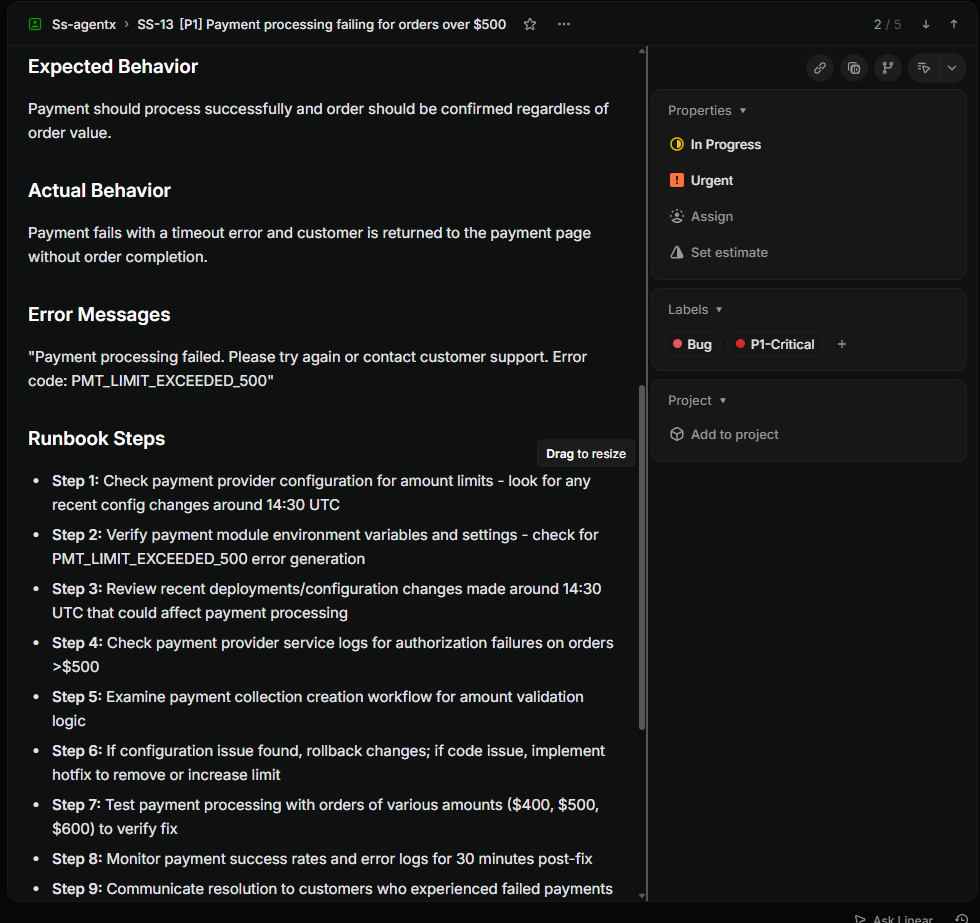 Linear ticket with full details